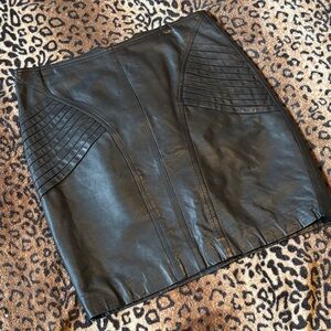 Robert Rodriguez Black Leather Moto Skirt